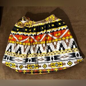 Tribal Print Elastic Waist Mini Skirt youth L 90’s Vintage